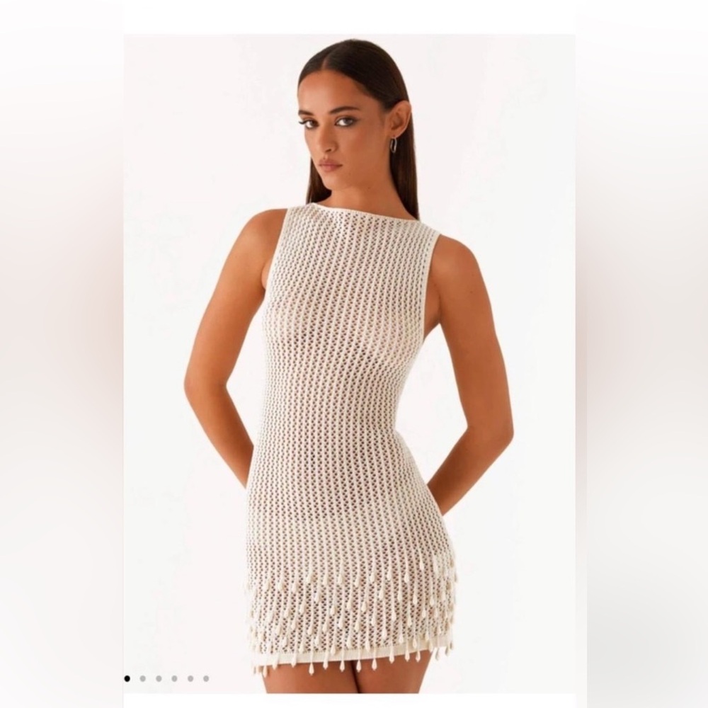 Peppermayo Cream Backless Knit Dress